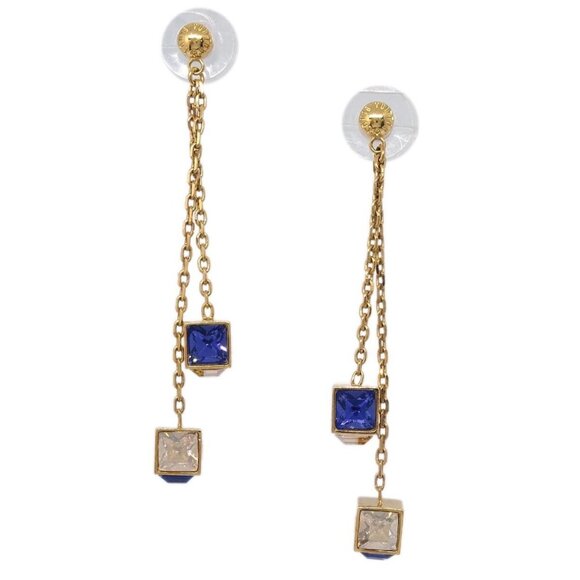Louis Vuitton Gold Gamble Dangle Piercing Earrings Rhinestone - Picture 1 of 4